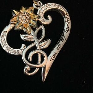 Sterling, diamond and 18k gold plated Sunflower necklace